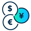 Forex Icon Including dollar euro and yen sign